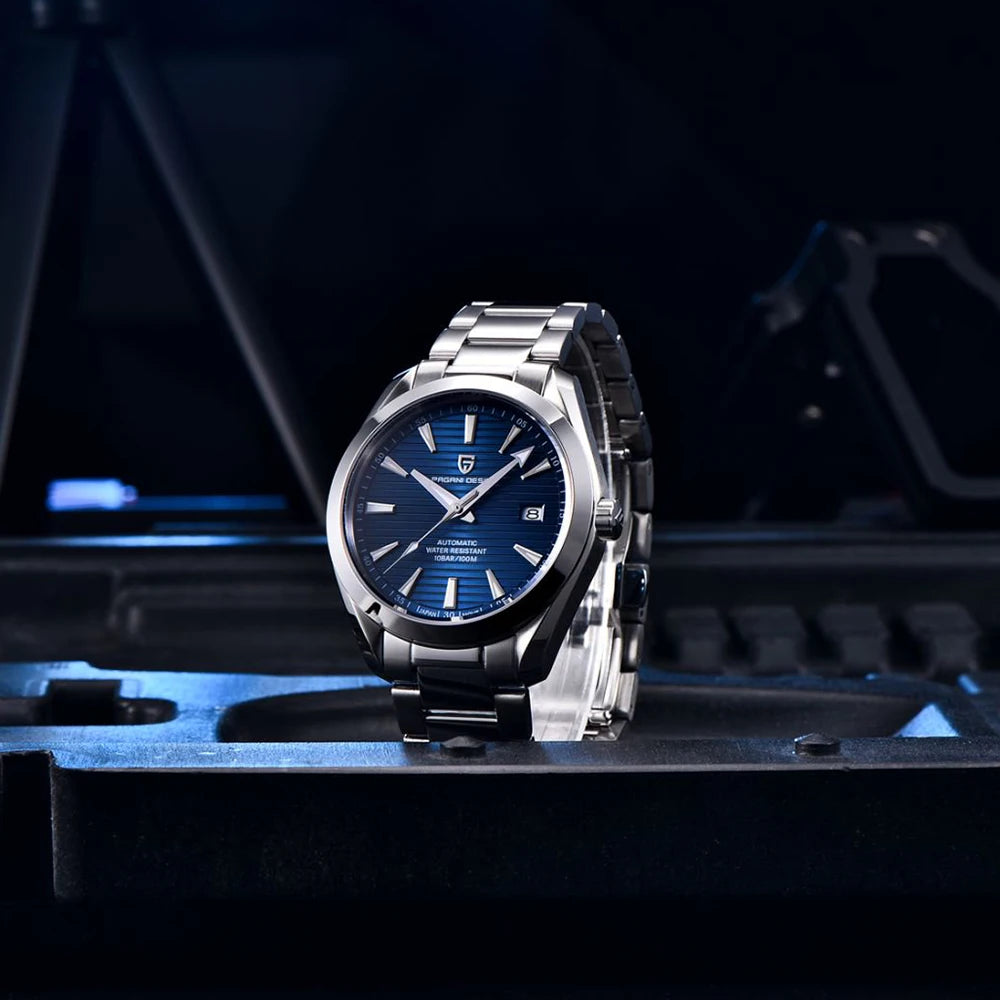 PAGANI DESIGN luksuzni muški sat – mehanički automatski model (kalibar 8215), nehrđajući čelik, vodootporan, s prikazom datuma i luminiscentnim kazaljkama
