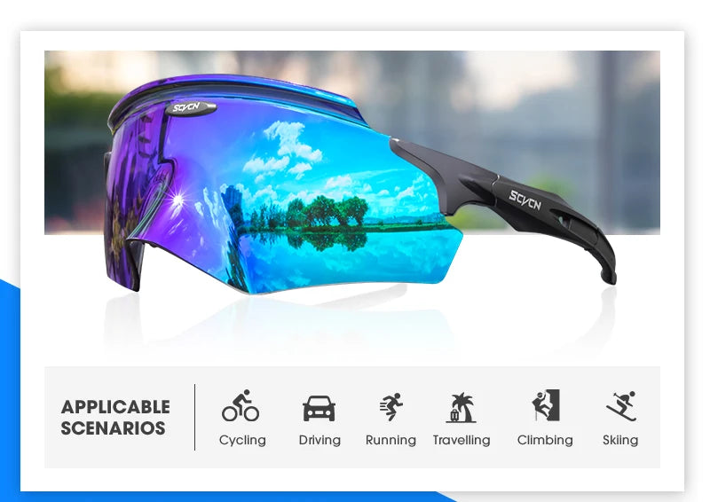 Scvcn Men's Cycling Glasses Outdoor Sport Runing Sunglasses Women MTB Bike Bicycle Goggles Road Riding Fishing Hiking Eyewear