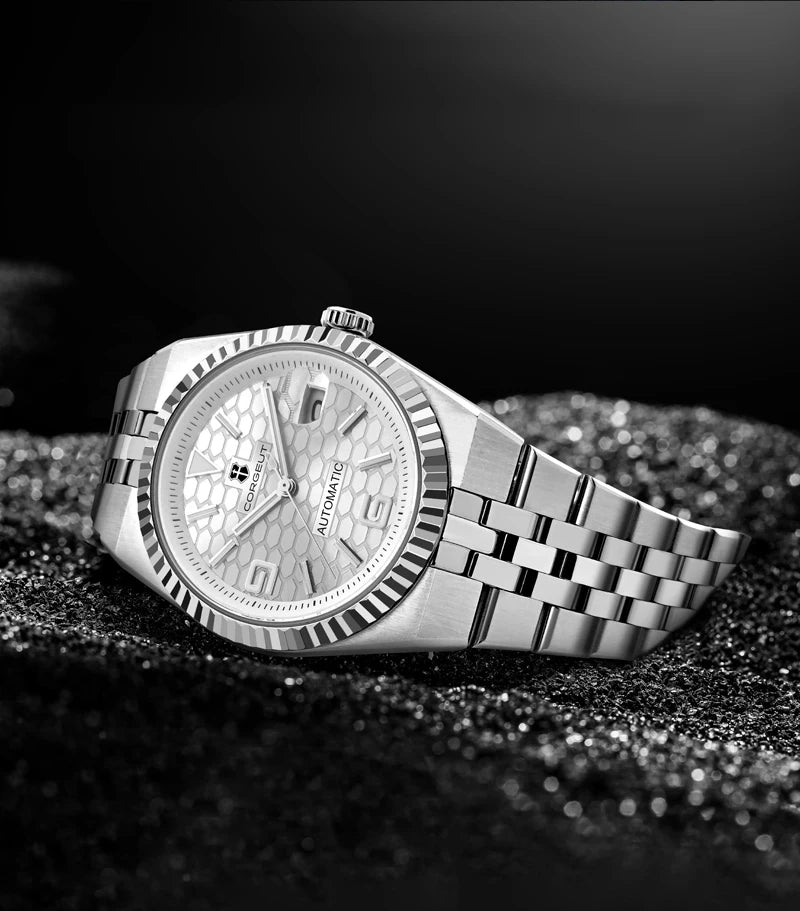 Corgeut 40mm prabangus vyriškas sportinis laikrodis su NH35 mechanizmu, automatinis mechaninis rankinis laikrodis su safyro stiklu, ledo mėlynos spalvos vyriškas laikrodis