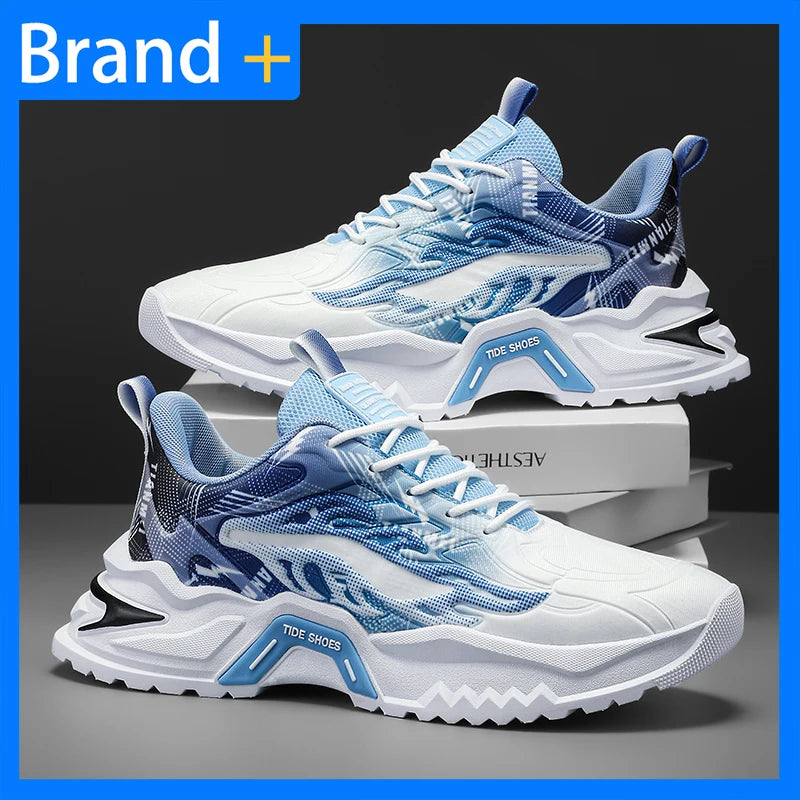 Men Sports Shoes Fashion Lace Up Versatile Non Slip Thick Soled Teenagers Daily Wear Comfortable Casual Running Shoes for Men