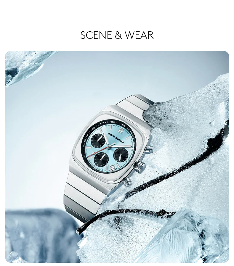 DG9008 Men Watch Original Fashion Brand Quartz Waterproof Luminous Watch For Man Three Small Dial Sport Moon Phase Watch