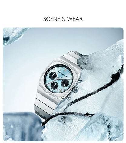 DG9008 Men Watch Original Fashion Brand Quartz Waterproof Luminous Watch For Man Three Small Dial Sport Moon Phase Watch