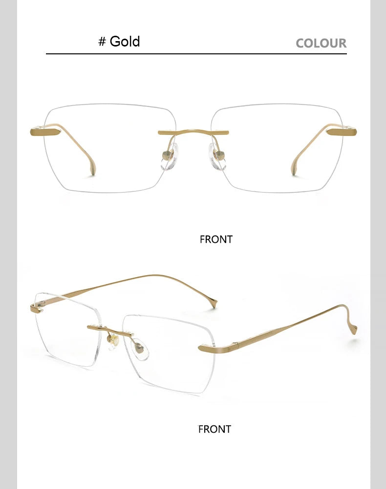 Men Pure Titanium Eyeglasses Frame Women Ultralight Rimless Glasses Blue Light Blocking Lens Prescription Myopia Reading Eyewear