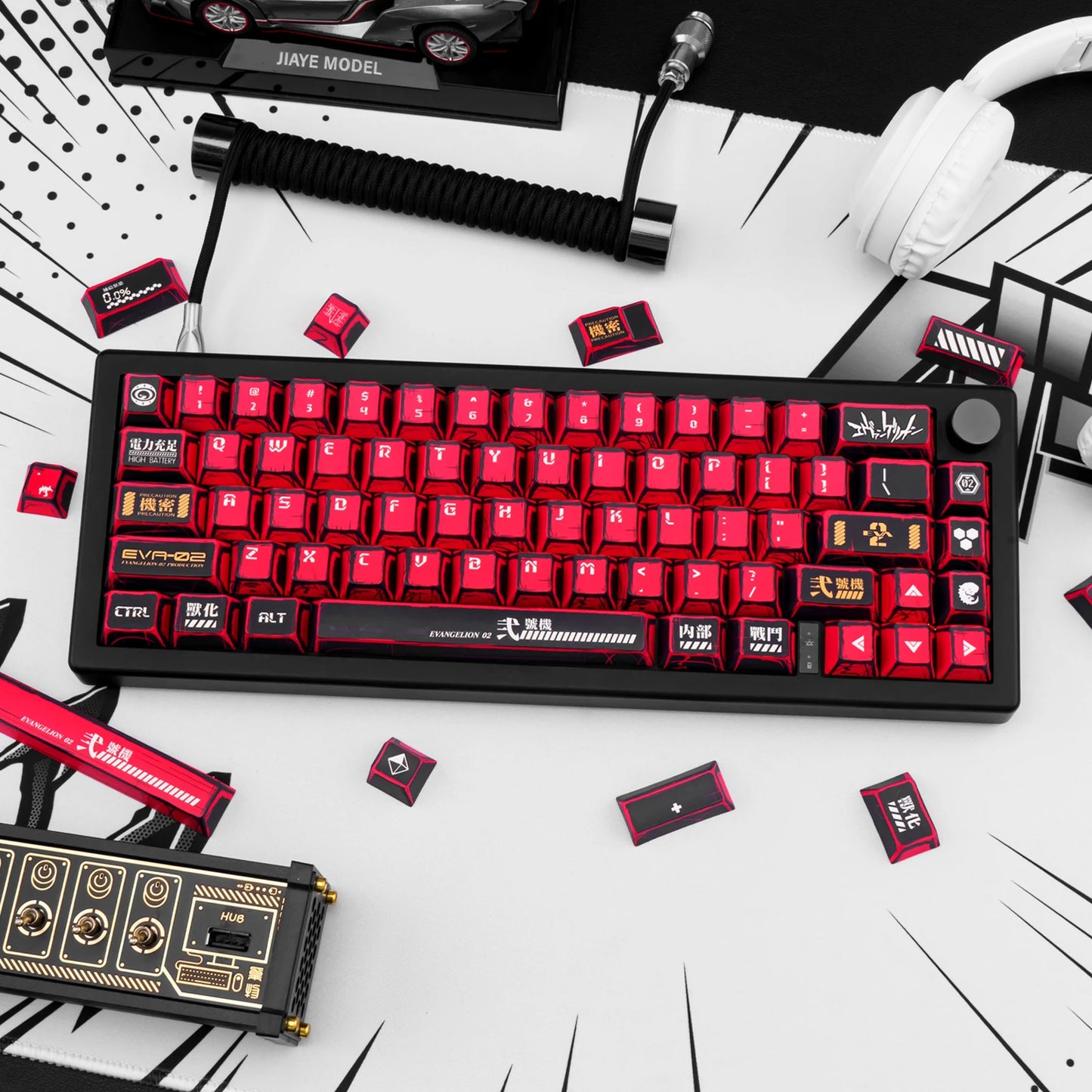 Manga Red Black Cherry Keycap Kit PBT 129 Key Mx Switch HI75 HI8 68 F99 104 64 Wooting Mechanical Keyboard