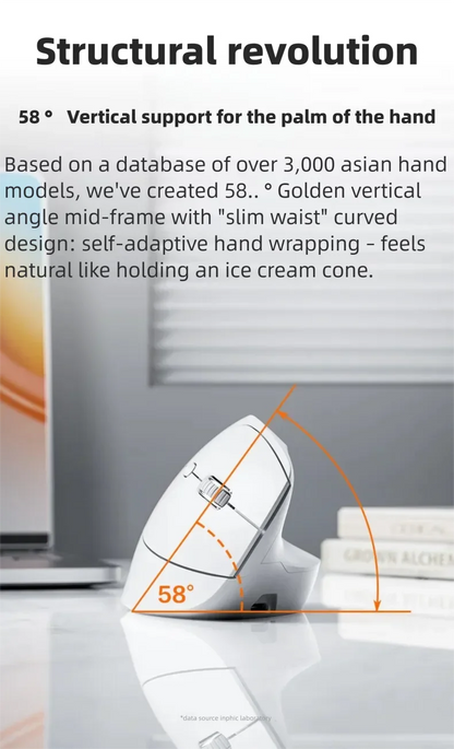 Inphic X9 PRO függőleges vezeték nélküli egér Type-C gyorstöltéssel, ergonomikus, halk irodai egér laptophoz, PC-hez, számítógéphez és gaminghez