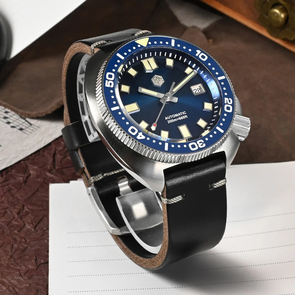 San Martin Turtle Men Diver Watch 44mm NH35 Automatic Mechanical Wristwatch Sapphire Waterproof 200m Luminous Relojes SN0047
