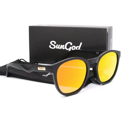SUNGOD MIRAS Blue Mirror Sunglasses Men's Polarized Lens Glasses Retro Fashion Square Men's Sunglasses Sport SO1: with box