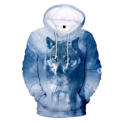 Cool Space Galaxy Wolf Hoodie Hoodies Men Bright Wolf Fashion Handsome Wolf Hoddies Spring Autumn Pullovers Sweatshirts Sweat