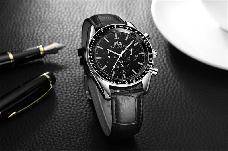 PAULAREIS P Brand Luxury Men Mechanical Watches Calendar Business Watch Mens Sports Waterproof Stainless Steel Automatic Watches