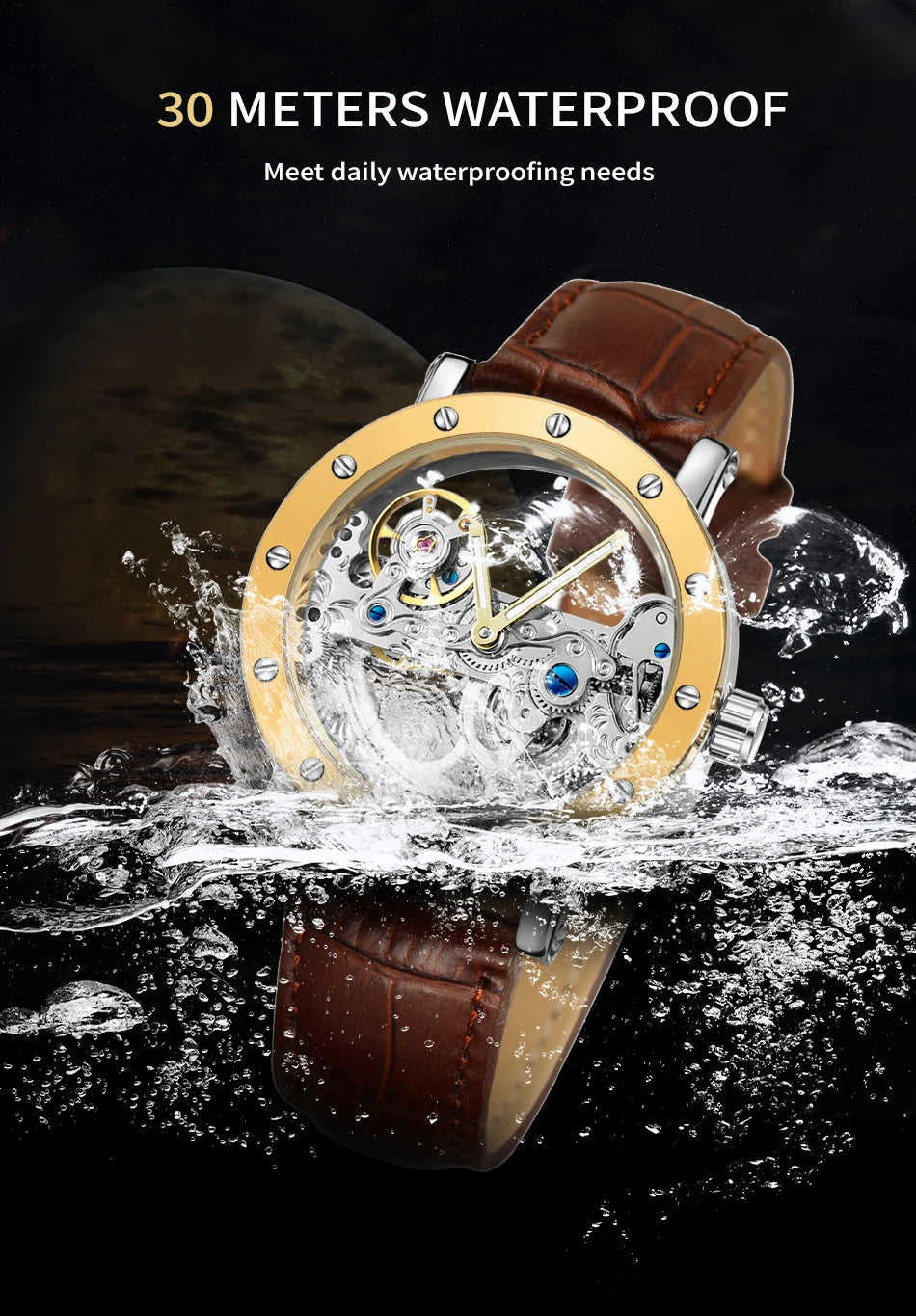 2026 Top Brand Luxury Steel Skeleton Tourbillon Automatic Watch Men Leather Mechanical Waterproof Luminous Elegant Wrist Clock