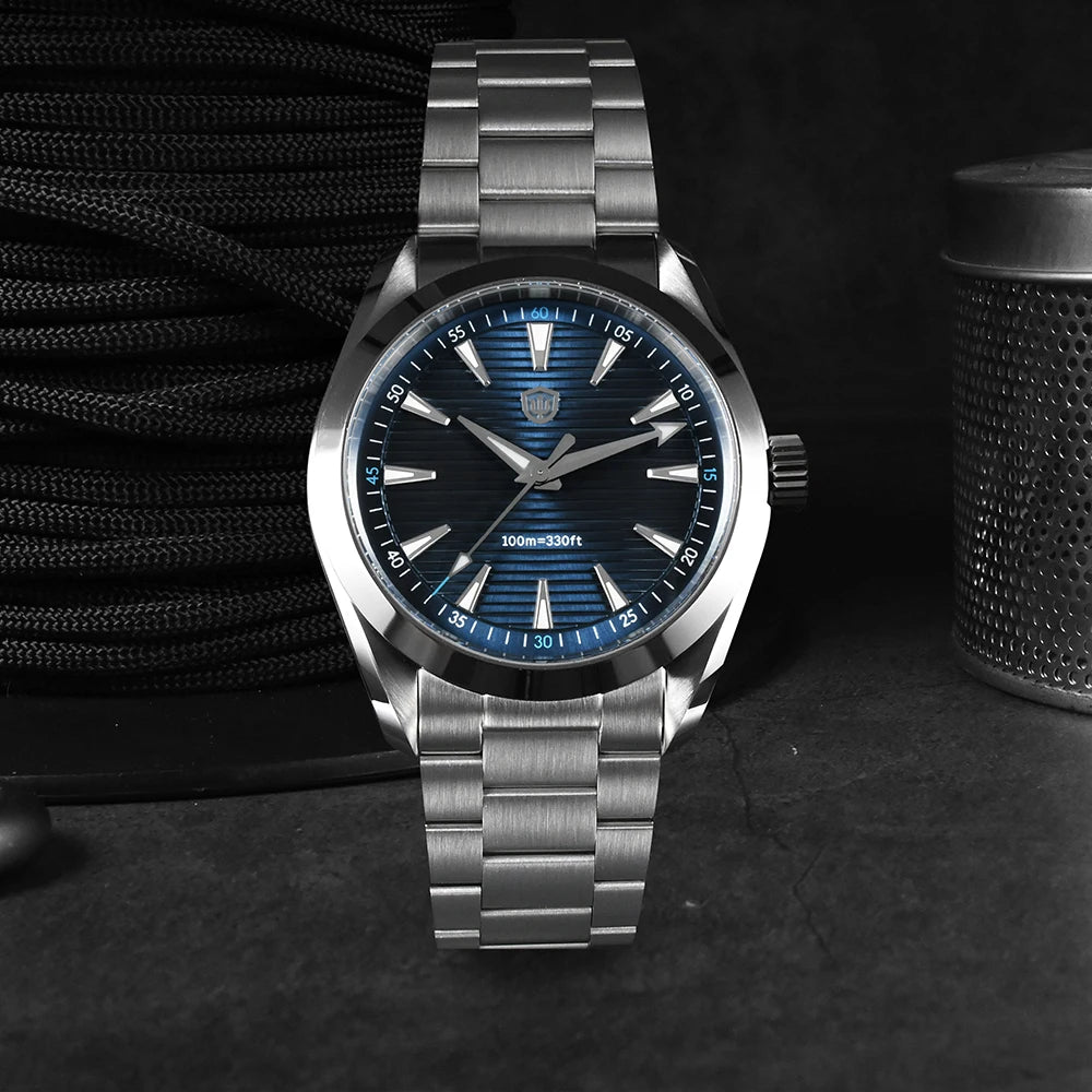 Montre Watchdives WD0006, mouvement VH31 à trotteuse fluide, verre saphir bombé, revêtement luminescent BGW9, étanche à 10 bars, 38 mm, style vintage