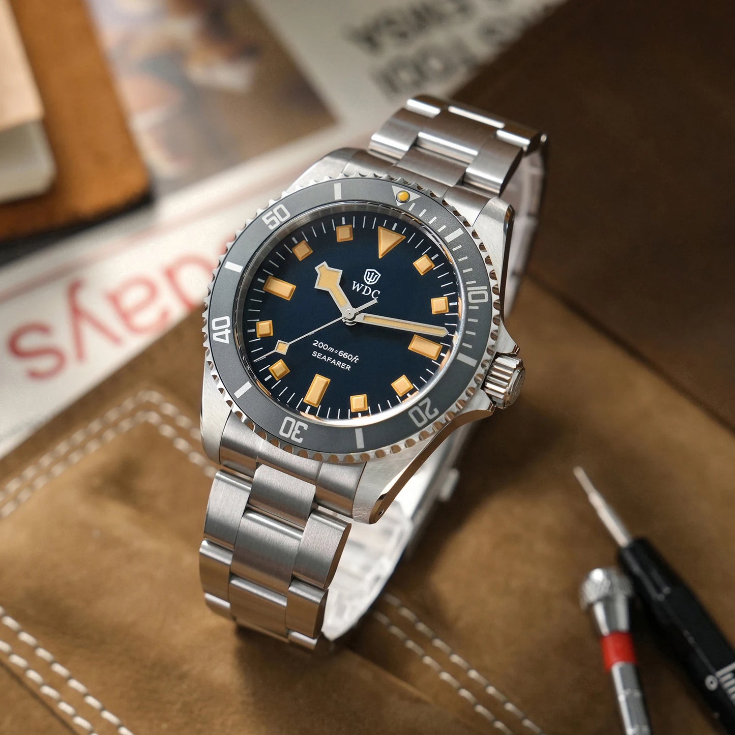 Watchdives WD5513Q 40mm Quartz Diver Watch VH31 Sweep Second Sapphire 200m Waterproof Steel Bracelet BGW9 Lume Mens Watch