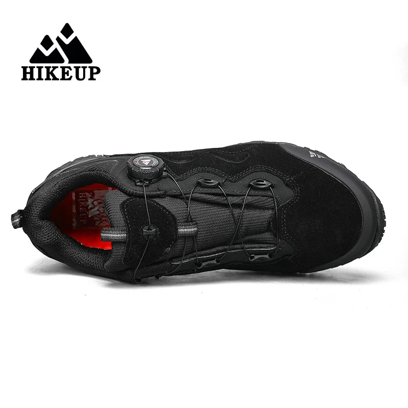 HIKEUP-Leather Shoes for Men, Outdoor Hiking Shoes, Tourist Trekking Sneakers, Mountain Climbing Trail Jogging Shoes, Turnbuckle