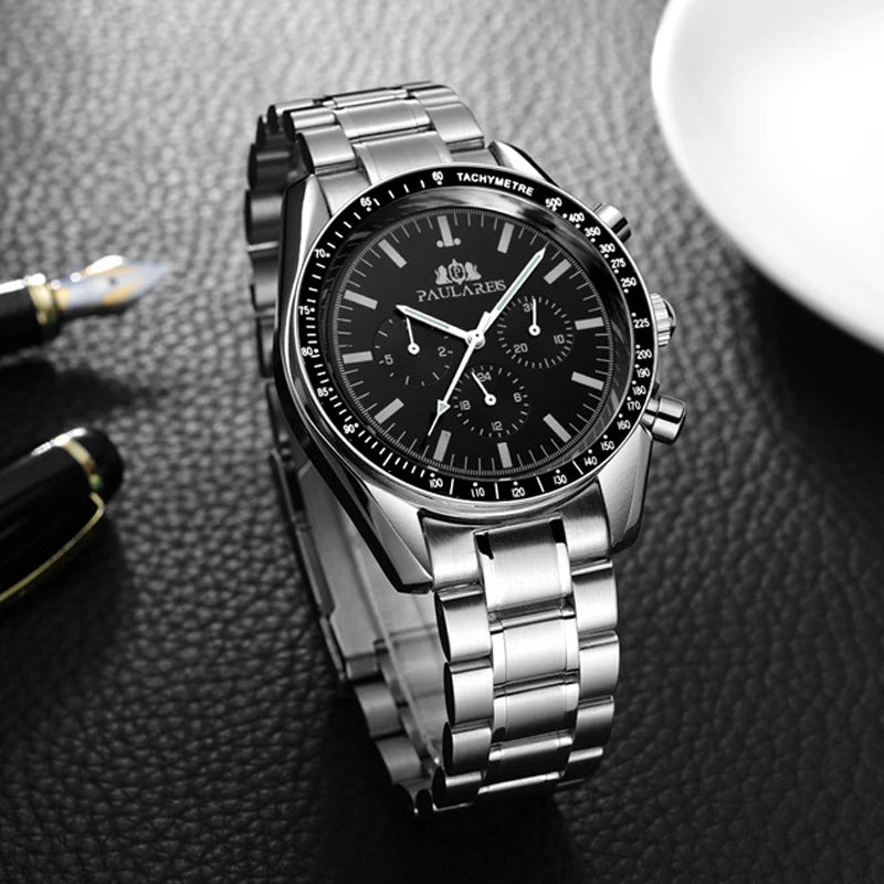 PAULAREIS P Brand Luxury Men Mechanical Watches Calendar Business Watch Mens Sports Waterproof Stainless Steel Automatic Watches