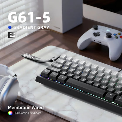 7KEYS 60% Compact Wired Keyboard with RGB Backlighting, Gradient Keycaps, USB Gaming Keyboard for Windows PC, Laptop & Tablet