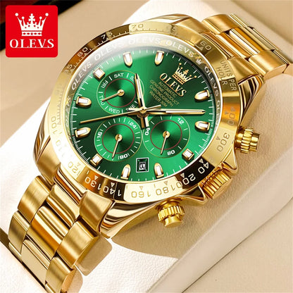 Montre pour homme OLEVS 6638 – Modèle classique de marque, montre-bracelet mécanique automatique de luxe, chronographe, étanche.