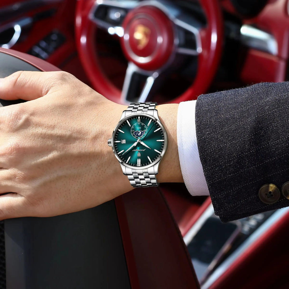 Montre homme de luxe POEDAGAR, style décontracté, en acier inoxydable, à quartz, étanche, lumineuse, avec date, élégante.