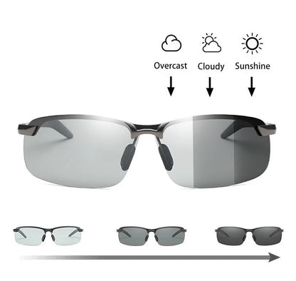 Men Photochromic Polarized Sunglasses Driving Fishing Chameleon Glasses Change Color Sun Glasses Day Night Vision Eyewear