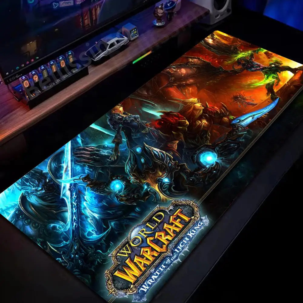 Natural Horde Alliance podloga za miško iz gume, velika podloga za računalniško mizo in tipkovnico, HD World of Warcraft igralna podloga za miško s hitrim zapiranjem robov