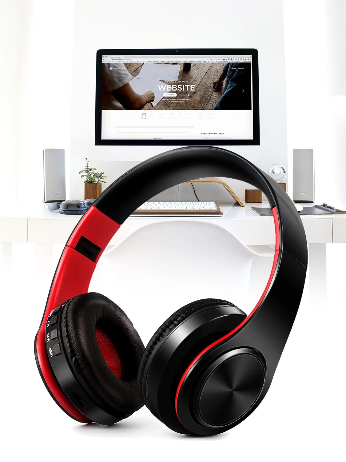CATASSU Bluetooth 5.3 Wireless Headphones Over Ear Stereo Headset with Mic, Soft Leather Earmuffs, HiFi Sound for PC, Phone, TV & Laptop