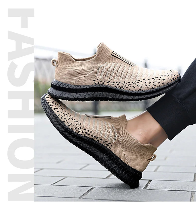 Men's Breathable Sneakers Comfortable Running Shoes Outdoor Slip-On Walking Sneakers Sock Jogging Shoes