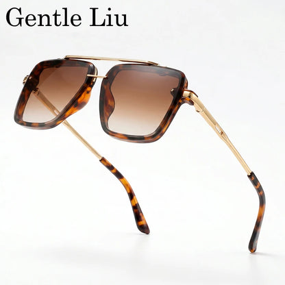 Steampunk Square Double Bridge Sunglasses Men Big 2026 Luxury Brand Designer Retro Punk Driving Sun Glasses Metal Frame Eyewear