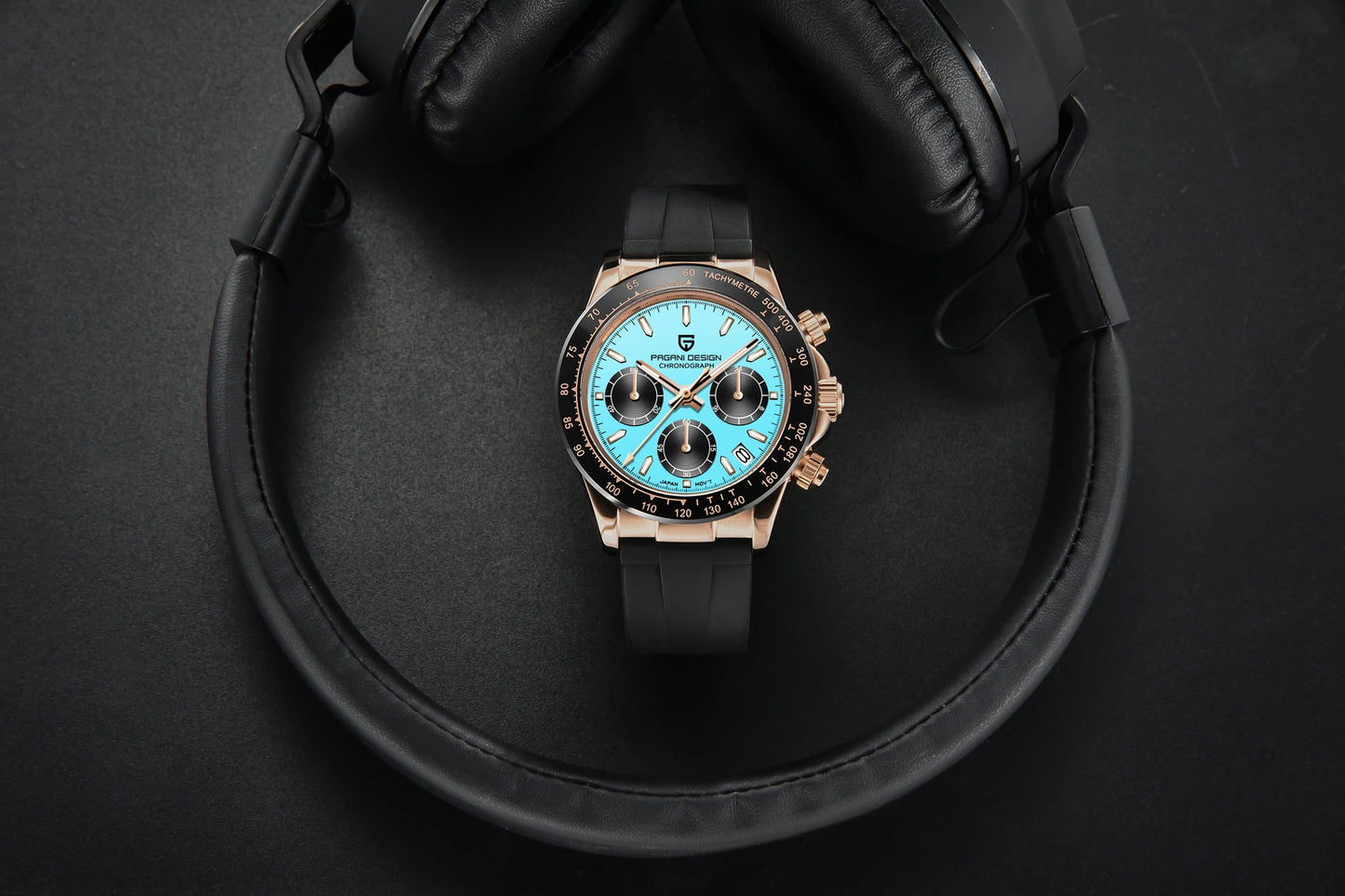 PAGANI DESIGN 1664 Luxury Automatic Mechanical Men's Watch VK63 movement AR Sapphire Crystal Rubber 100m Waterproof Men's Watch