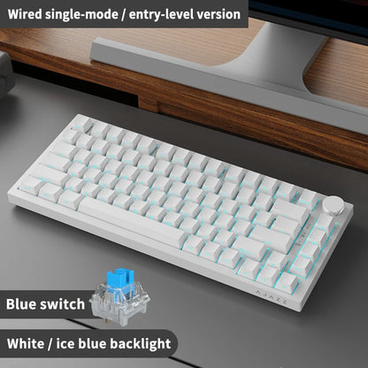 AJAZZ AK820 75% kabelgebundene mechanische Tastatur: Hot-Swap-fähig, RGB-/Weiß-/Eisblau-Hintergrundbeleuchtung, Steuerung per Lautstärkeregler | Für Büro & Gaming