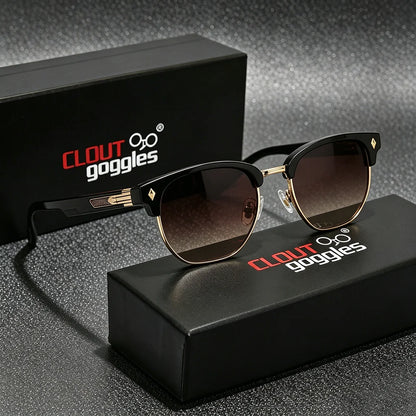 CLOUT GOGGLES Business Sunglasses Male Female Metal Polygon Rivet Half Frame Outdoor Driving Ultraviolet Protection Sun Glasses