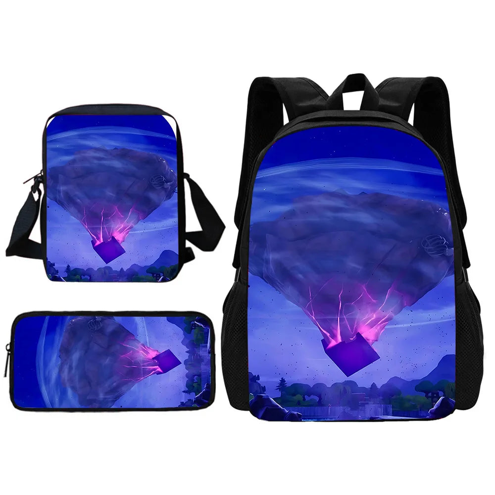 New Game FortniteS Child School Backpack With Shoulder Bag Pencil Bags School Bags for Boys Girls Best Gift