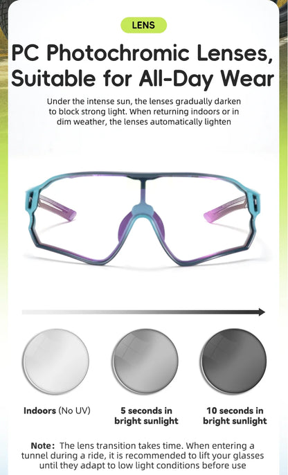 ROCKBROS Children's Cycling Glasses Polarized Photochromic Lens Children Bicycle Glasses Non-Slip Rubber Temple Arm Bike Glasses