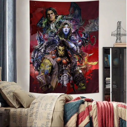 Priljubljena igra World of Warcraft, velika stenska tapiserija s potiskom, poceni hipijevska stenska dekoracija, boemske stenske tapiserije, mandala, dekoracija za dom