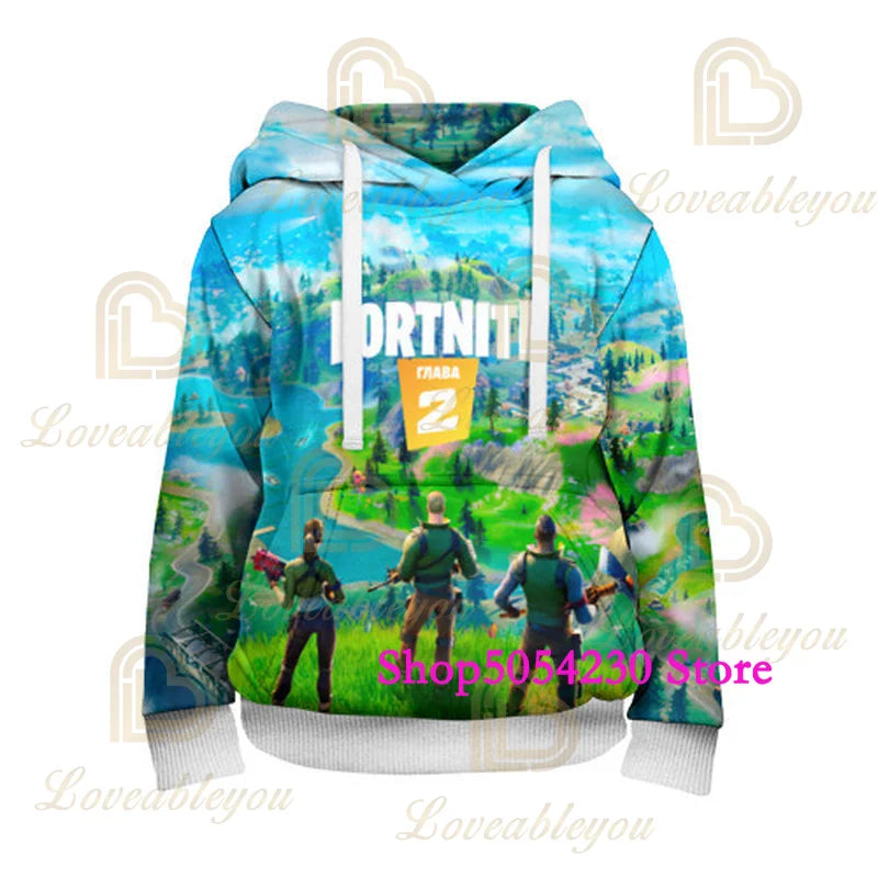 3D-tulostettu Llama Fortnite -huppari Battle Royale -sarjakuvatyylinen collegepaita miehille ja naisille, pelisankarihuppupaita teineille