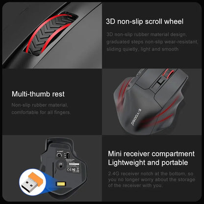 E-YOOSO X-31 Pro USB Gaming Large Mouse Support Bluetooth 2.4G Wireless PAW3212 4800 DPI for Gamer Mice Computer Laptop PC