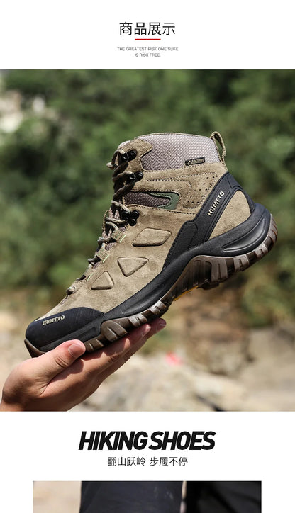Zapatos de senderismo HUMTTO, botas de caza impermeables para hombre, botas tácticas de combate para desierto hasta el tobillo, botas de trekking para hombre y mujer, zapatillas cálidas de cuero