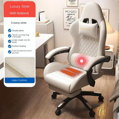 Hestora PU-Leder-Gaming-Stuhl für große und kräftige Personen, ergonomischer Computerstuhl mit hoher Rückenlehne, Fußstütze, Massagefunktion und Lordosenstütze für Erwachsene