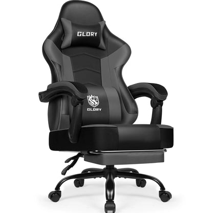 AUTHMIC Ergonomic Gaming Chair High Back Reclining Office Chair with Adjustable Lumbar Support, Headrest, Footrest & PC Gamer Seat