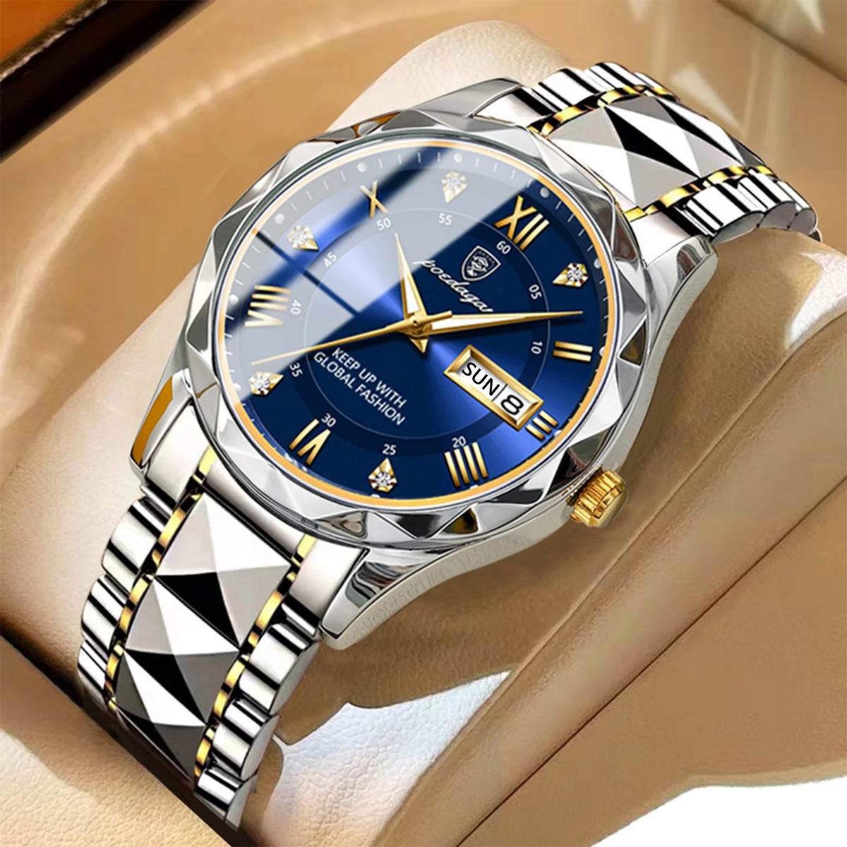 Ceas de bărbați POEDAGAR Business Luxury, rezistent la apă, din oțel inoxidabil, cu lumină, cu dată și zi a săptămânii, stil sport, cu mecanism cu cuarț.
