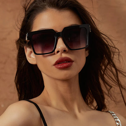 New Luxury Brand Designer Square Oversized Sunglasses Men Women 2024Fashion Thick Frame Glasses Mens UV400 Male Celebrity