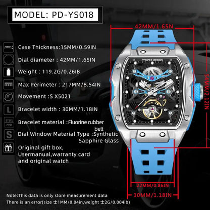 NEW PAGANI DESIGN PDYS018 Automatic Mechanical Wristwatch Fashion Casual Skeleton Sapphire Stainless Steel Watch for Men