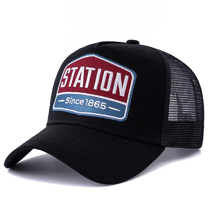 Hot Sale Unisex Baseball Cap Classic STATION Letter Pattern Mesh Cap Men And Women Breathable Streetwear Summer Trucker Hat