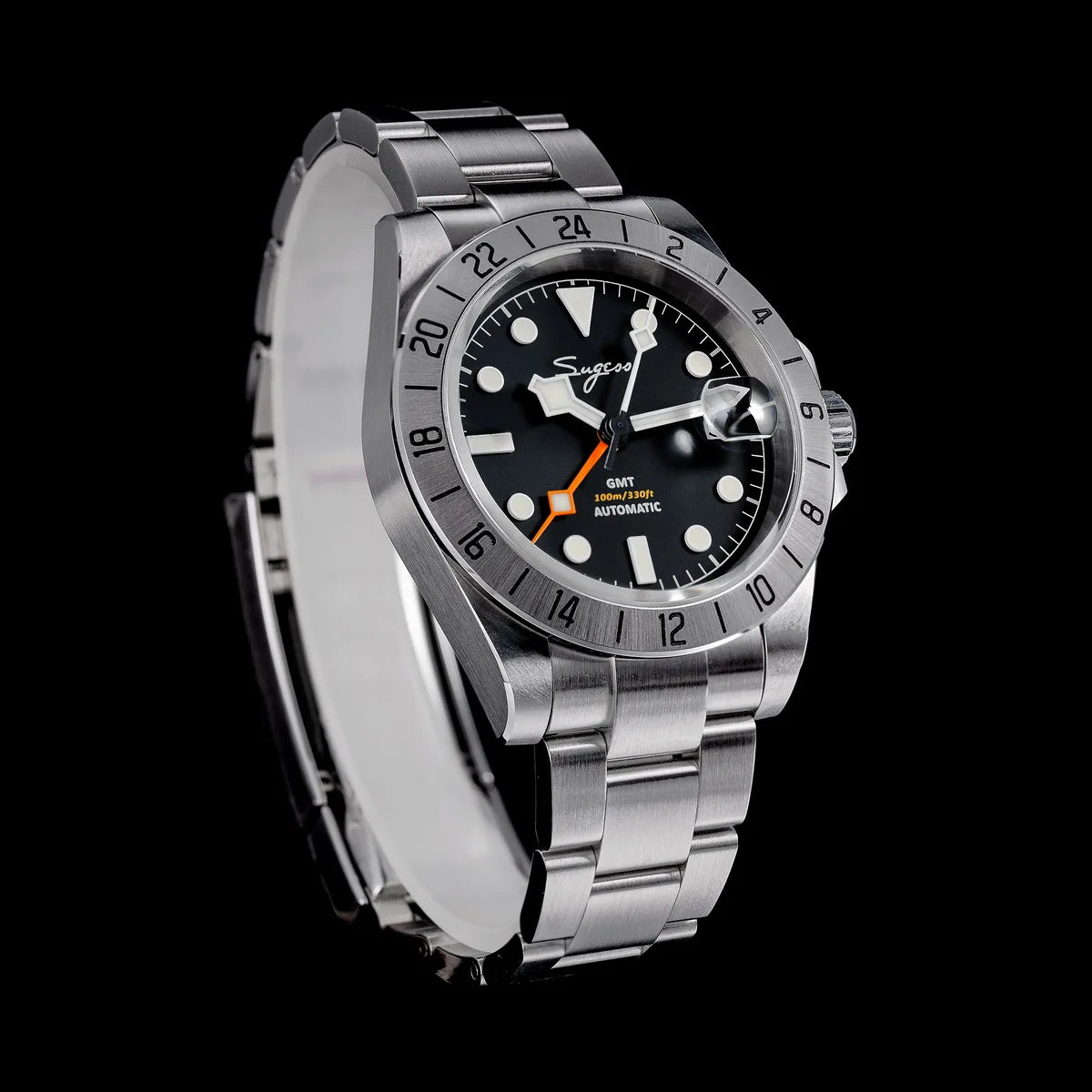 SEESTERN GMT Retro Watch for Men NH34 Automatic Movement Mechanical Wristwatches Sapphire Crystal Fine-tuning Pull Button S436