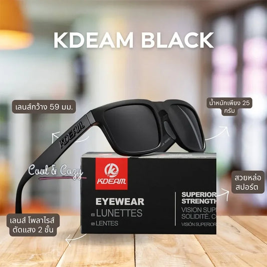 New KDEAM Brand High Quality Square Sunglasses for Men Sports Polarized Sun Glasses 2026 Reflective Coating Colorful Lens UV400