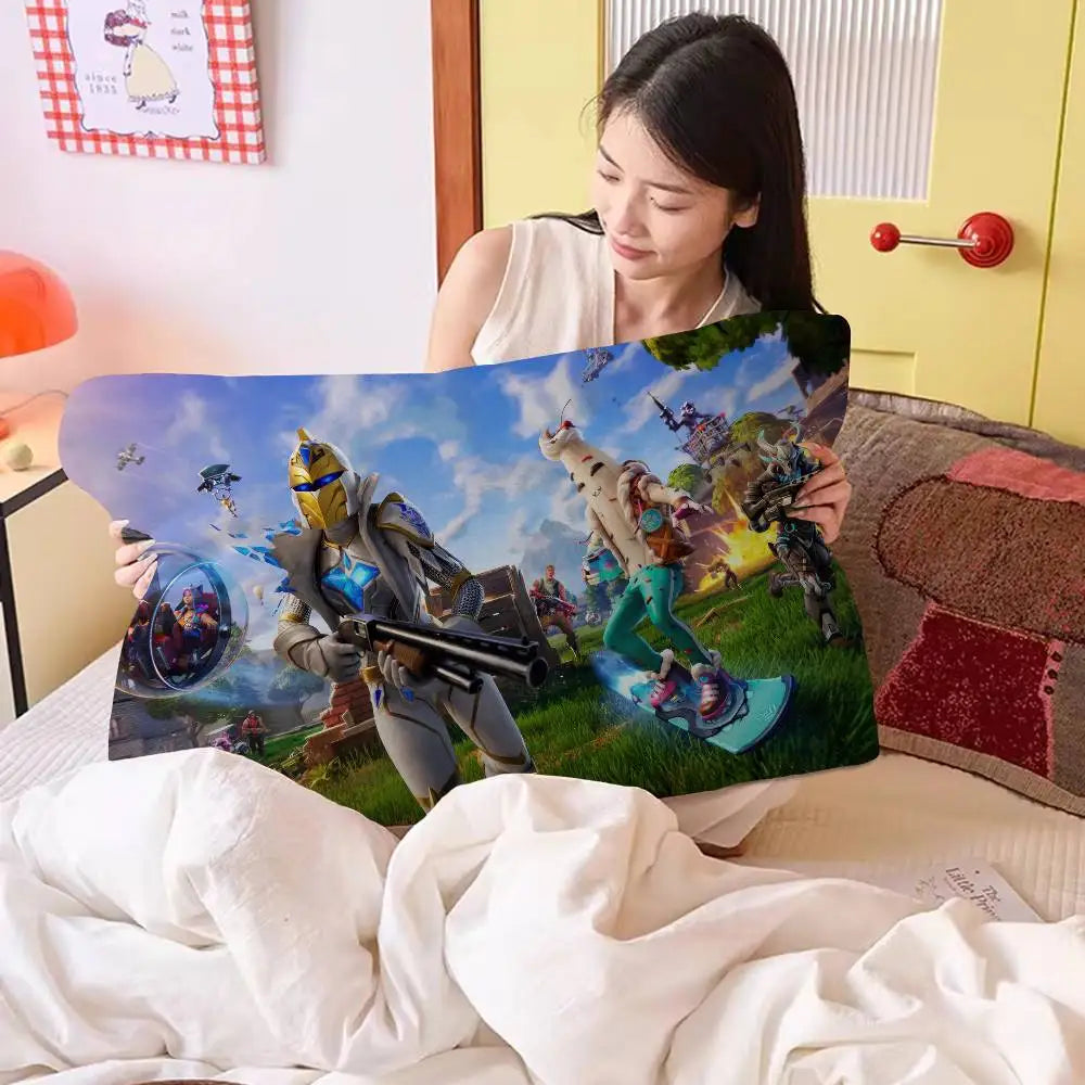 Joc de desene animate F-FortniteS. Fabricat din poliester cu uscare rapidă, antiderapant. Prosop de pernă de înaltă calitate. Față de pernă antiderapantă, fixată bine.