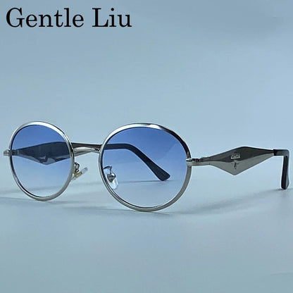 Metal Frame Round Punk Photochromic Sunglasses Women 2026 Luxury Brand Designer Steampunk Oval Sun Glasses Outdoor Eyewear Shade