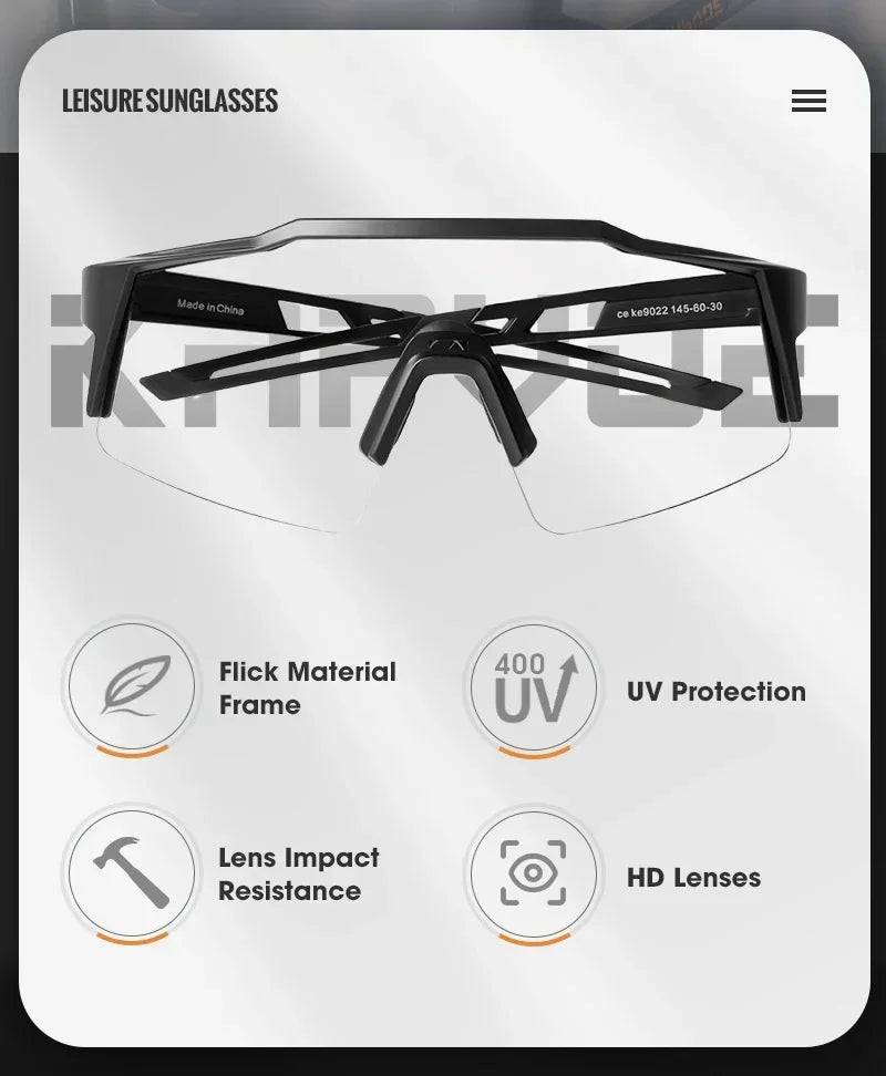 KAPVOE Photochromic Cycling Sunglasses for Men Glasses Fashion Mountain Bicycle Road Speed Cool Goggles Sports MTB Bike Eyewear