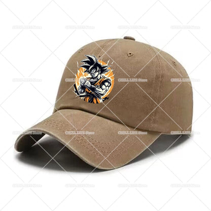 Anime Dragons Ball Men Washed Baseball Cap Son Goku Adults Retro Peaked Cap Outdoor Sport Hip-hop Dad Hat Unisex Mesh Sunhat