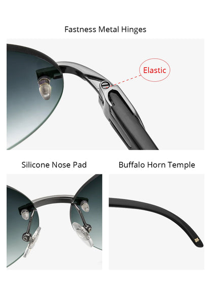 HEPIDEM Buffalo Horn Glasses Men Famous Brand Design Rimless Sunglasses Women Luxury Eyewear Horn-Rim Frameless Buffs Eyeglasses