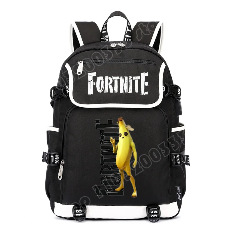 Fortnites Rucksack mit großem Fassungsvermögen, lässige Umhängetasche mit USB-Anschluss, Unisex-Anime-Schultasche für Schüler, neues stilvolles Schreibwaren-Geschenk