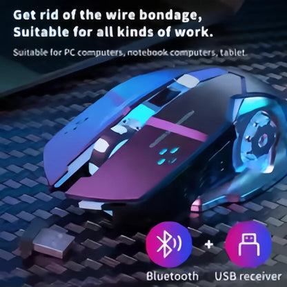 Dobíjecí bezdrátová herní myš – tichá Bluetooth/USB, RGB podsvícení, e-sport pro PC